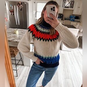 Anthropologie Pilcro Fair Isle Sherpa Pullover Sweater Size XS